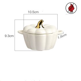 Pumpkin Ceramic Custard Bowl With Lid For Home Breakfast (Option: C)