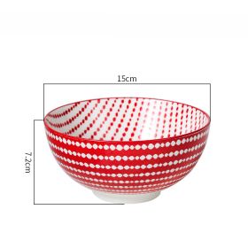 6 Inch Japanese Ceramic Bowl Underglaze Color Tableware (Color: Red)